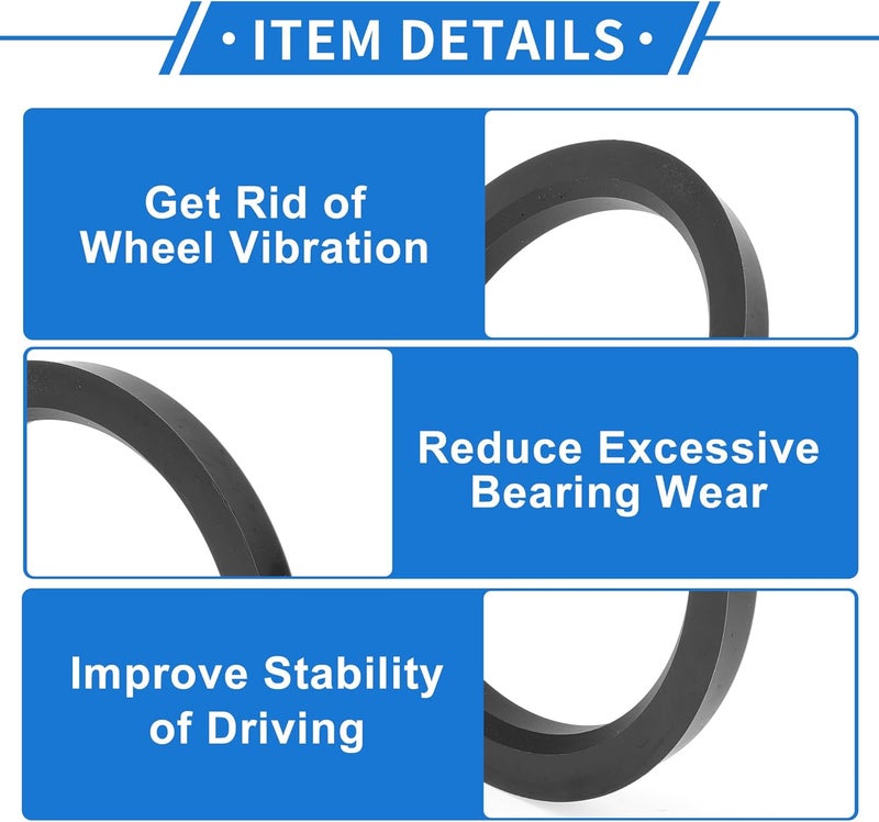 VekAuto 93.1mm to 75.1mm Car Wheel Hub Centric Rings Black Polycarbonate Wheels Center Shaft Shock Absorbing Hubrings 4 Pcs - Image 4